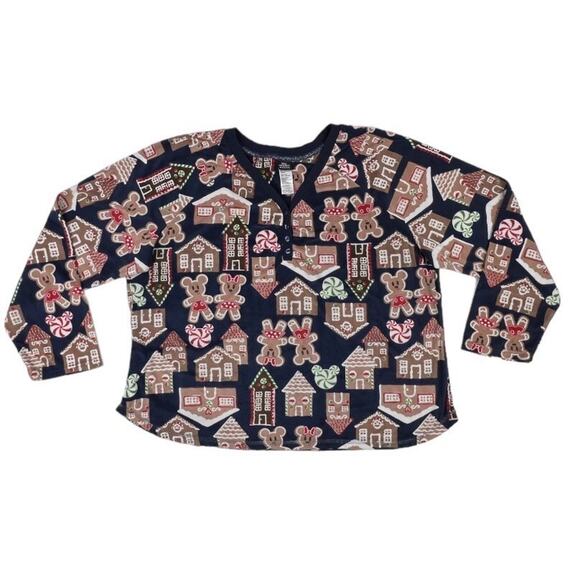 Disney Mickey Mouse Gingerbread House Two-Piece Pajama Set Sleepwear Womens 3X - Picture 5 of 11